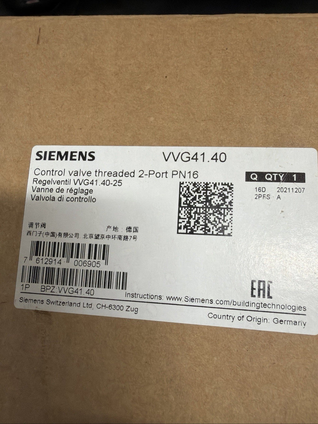 Siemens VVG41.40-25 Valvola 2 Vie DN40 Flangiata1
