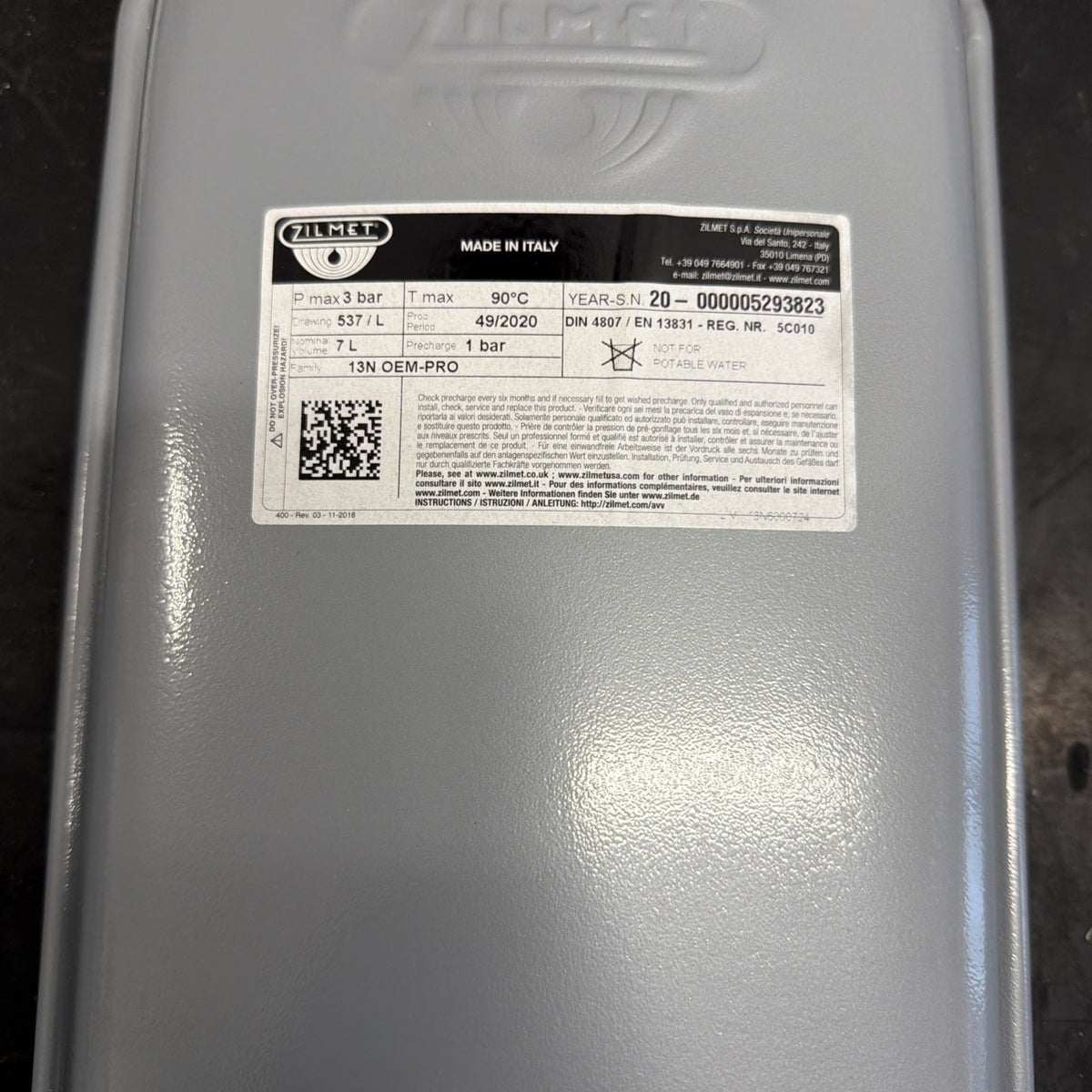 Zilmet 13N6000724 Vaso di Espansione 7 Litri 3/8" 3 bar Caldaia1