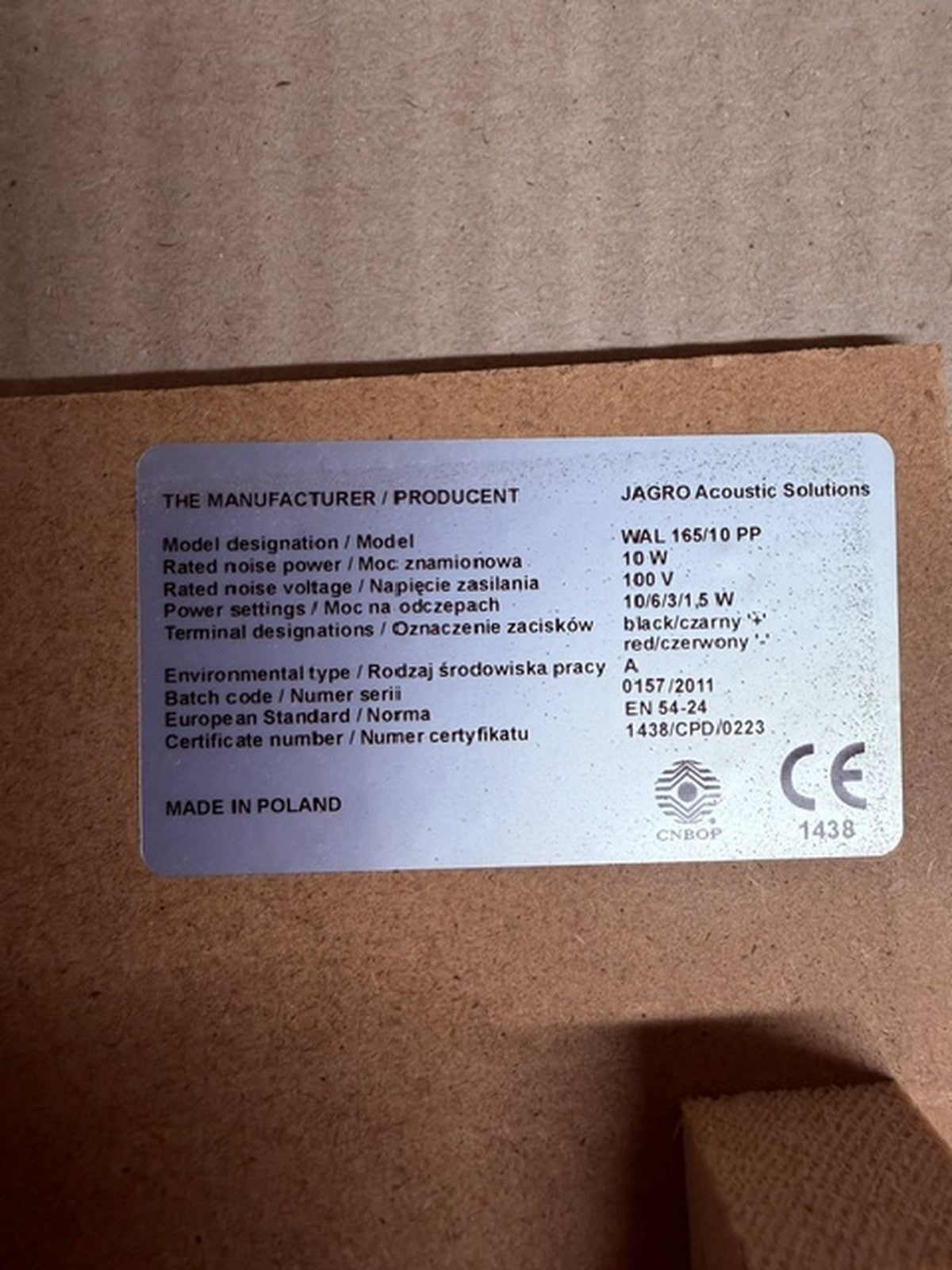 Jagro WAL 165/10 PP diffusore parete 10W 100V EN 54-24 evacuazione antincendio3