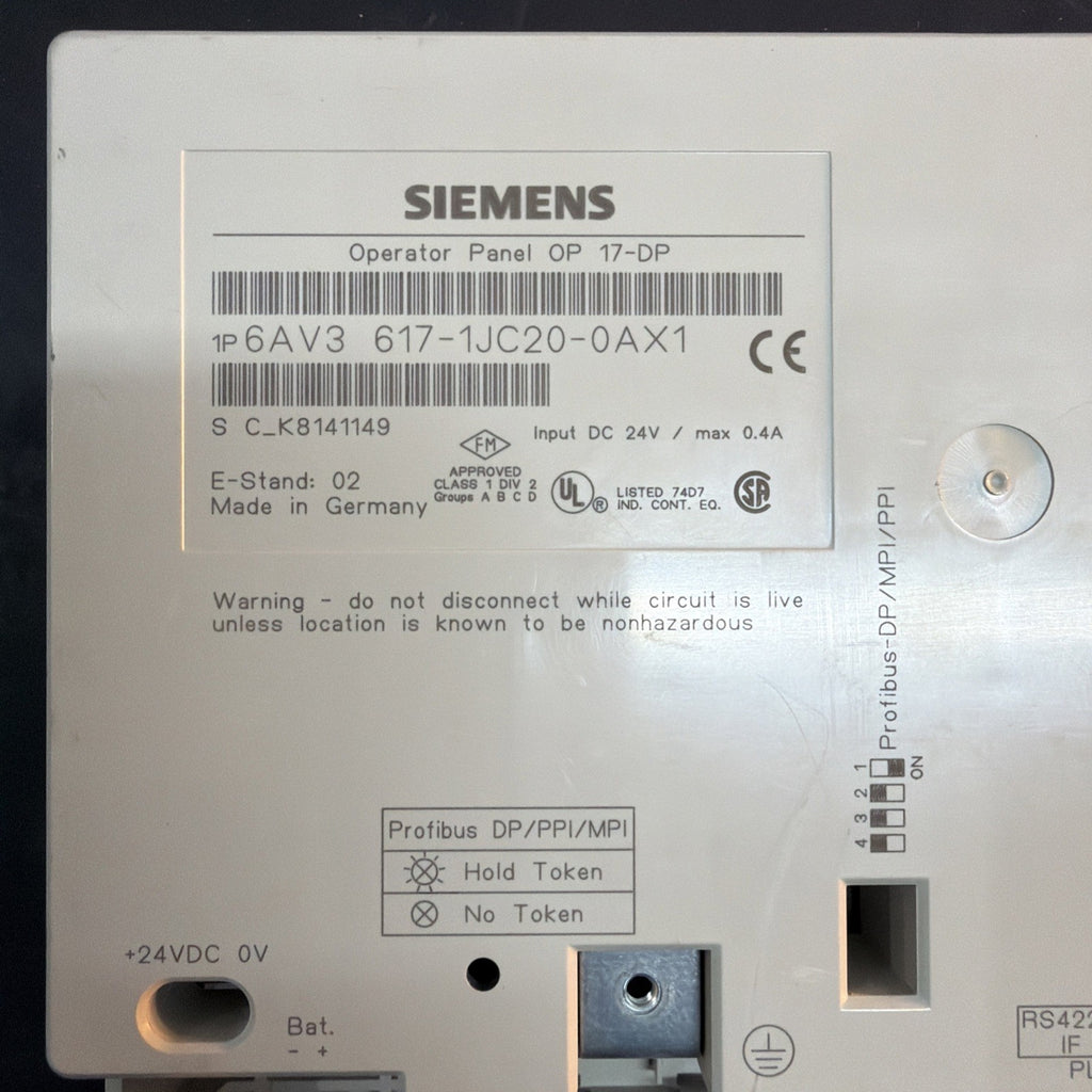 Siemens OP17 6AV3617-1JC20-0AX1 Pannello Operatore SIMATIC1