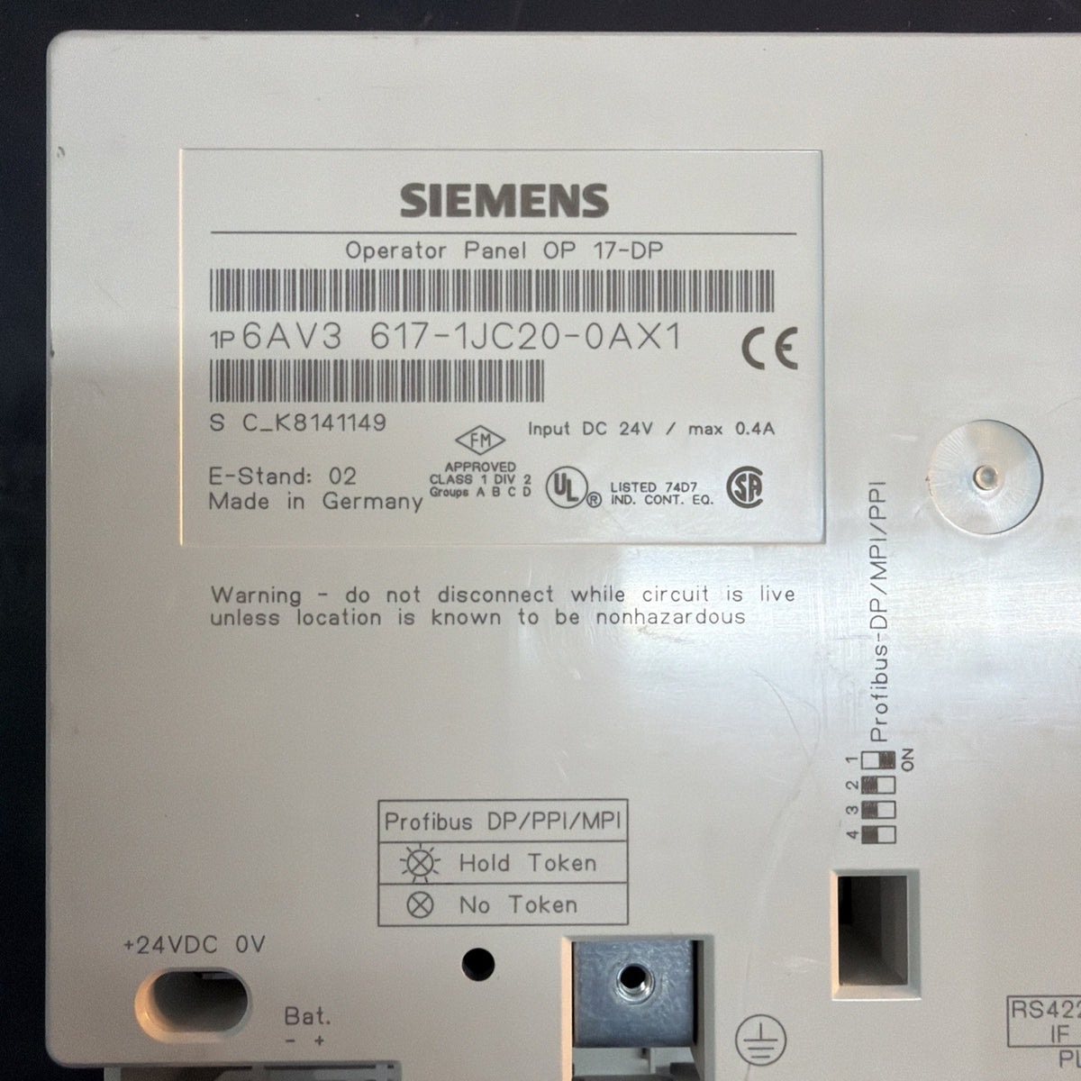 Siemens OP17 6AV3617-1JC20-0AX1 Pannello Operatore SIMATIC1