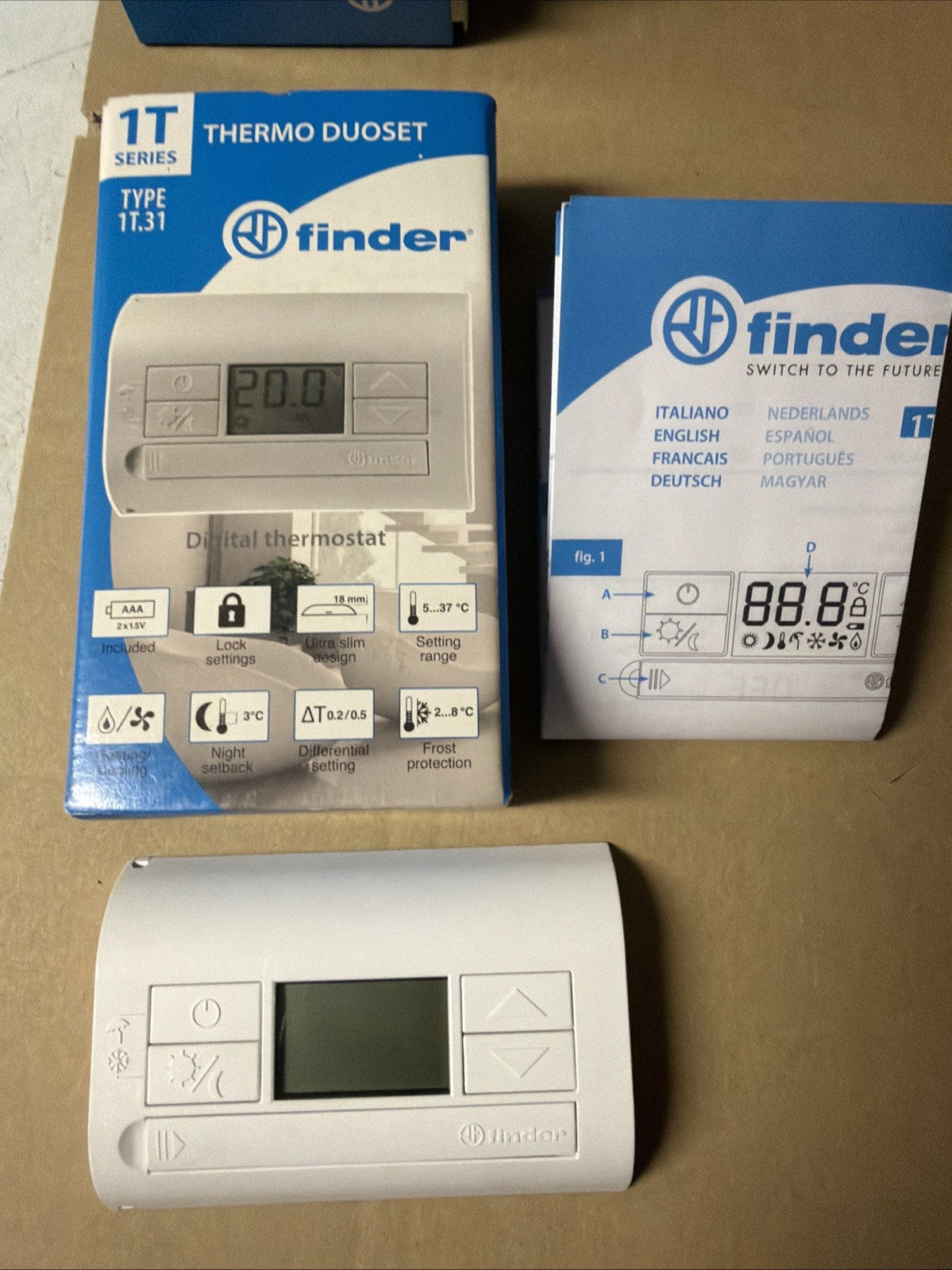 Finder 1T.31.9.003.0000 Cronotermostato Thermo Duoset a Batteria1