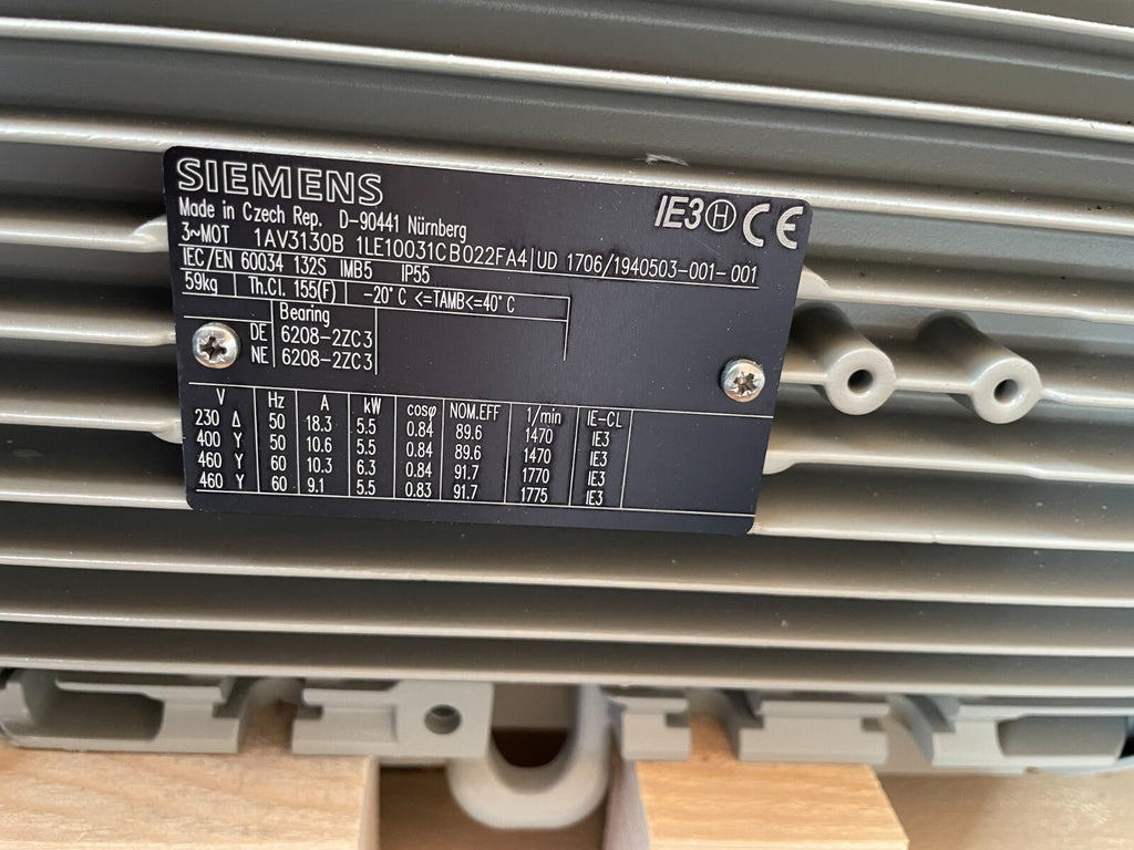 Siemens 1LE1003-1CB02-2FA4 Motore Elettrico Trifase 5,5 kW 1500 giri2