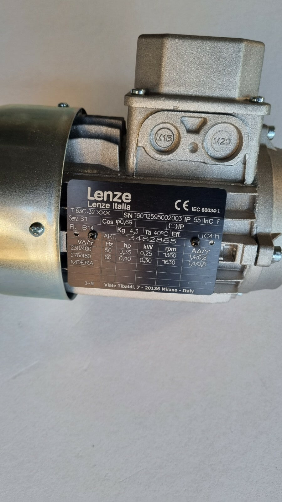 Lenze MDERA T 63C-32 Motore Elettrico Trifase 0,25 kW 1360 giri 230/400V2