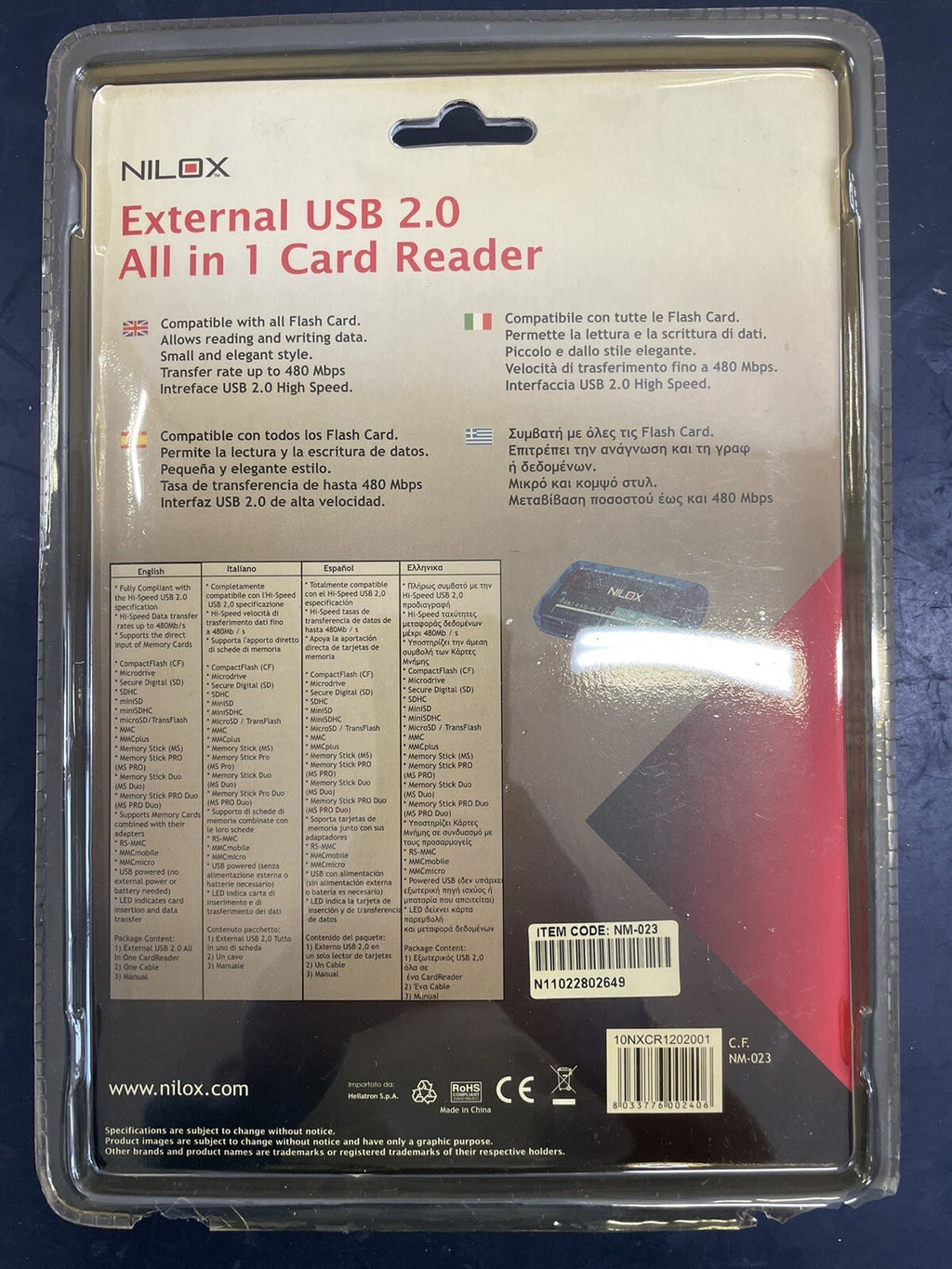 Nilox Lettore Memory Card USB 2.0 All in 1 SD MMC Esterno1
