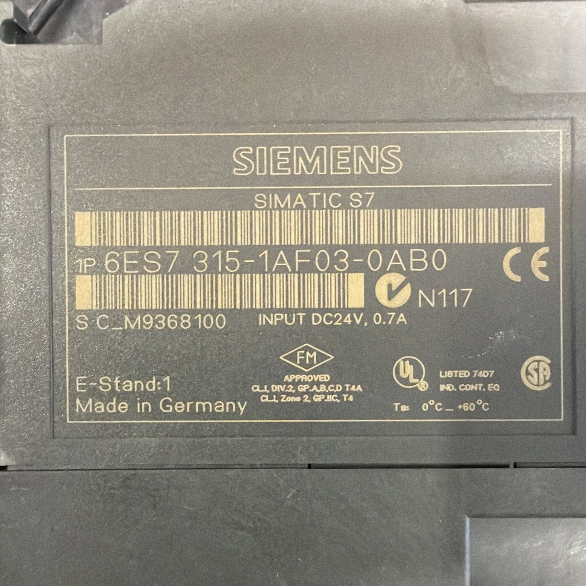 Siemens 6ES7315-1AF03-0AB0 SIMATIC S7-300 CPU 3151