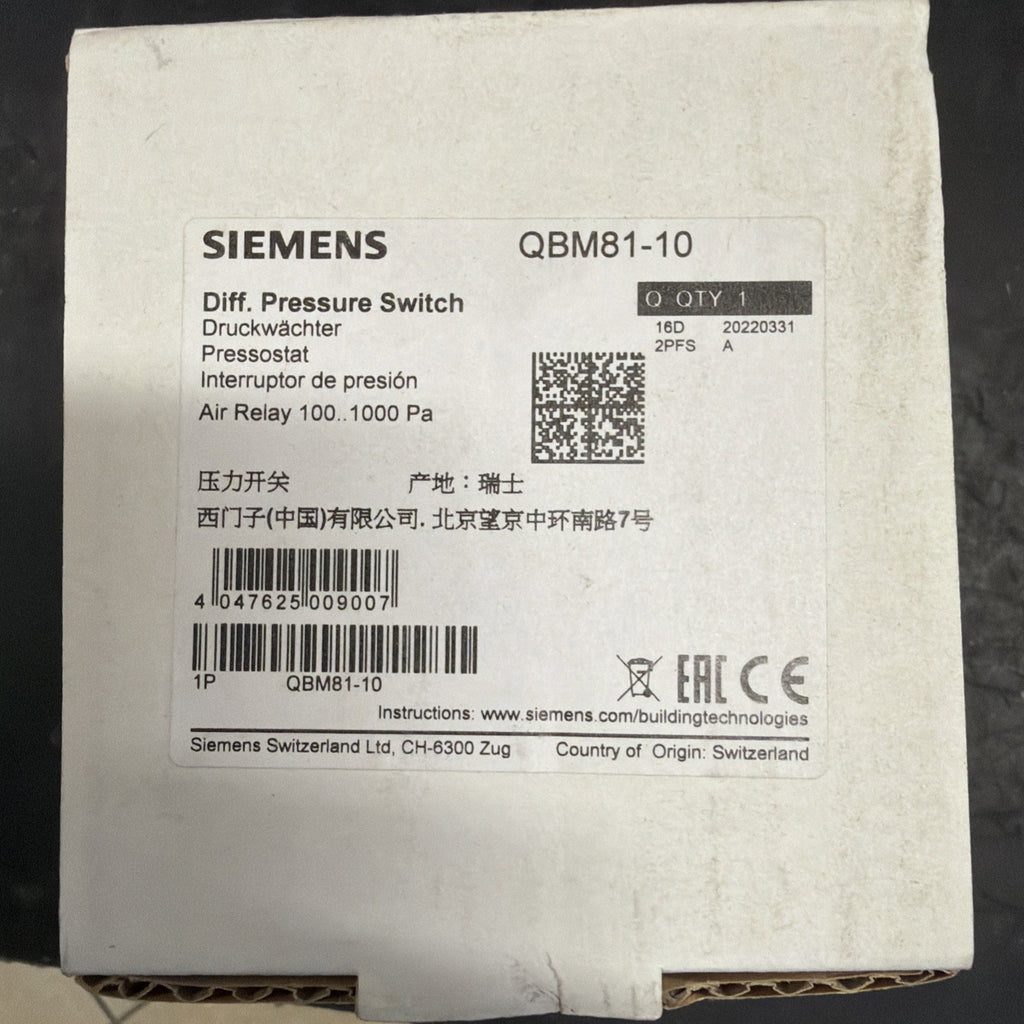 Siemens QBM81-10 Sensore Pressione Differenziale Aria Nuovo3
