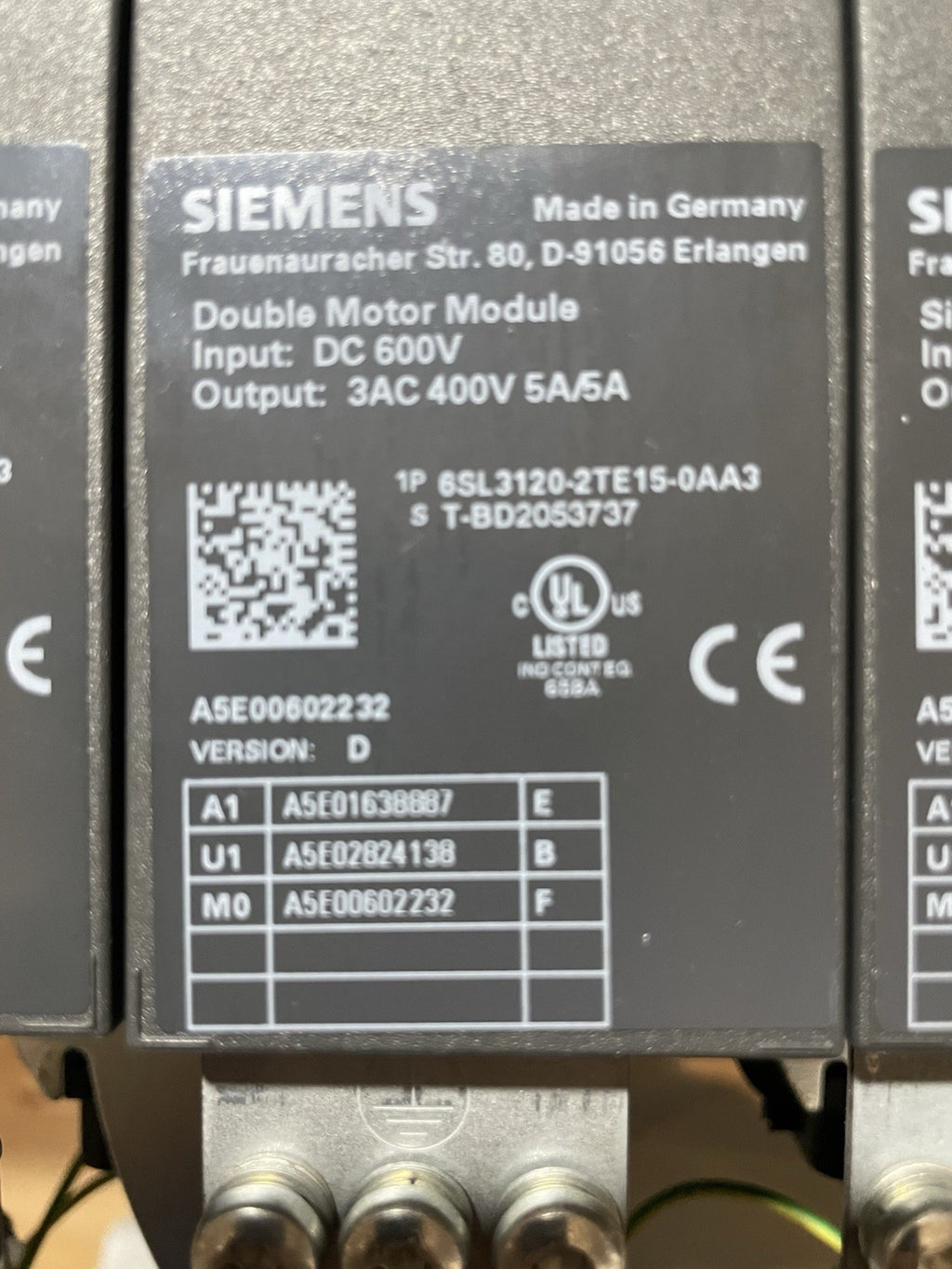 Siemens 6SL3120-2TE15-0AA3 SINAMICS S120 Motor Module Doppio1