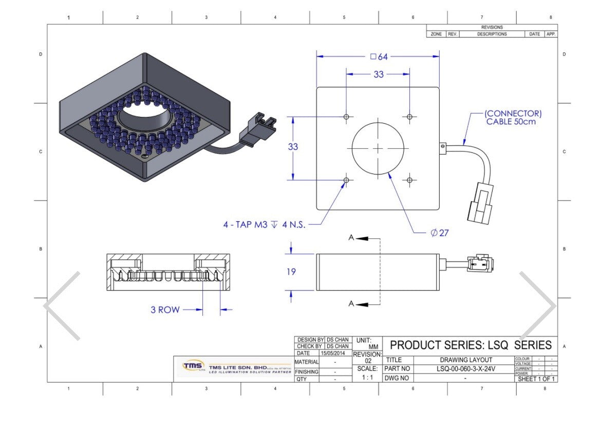 TMS LSQ-00-060-3-R-24V Illuminatore LED Rosso 60 mm 24V3