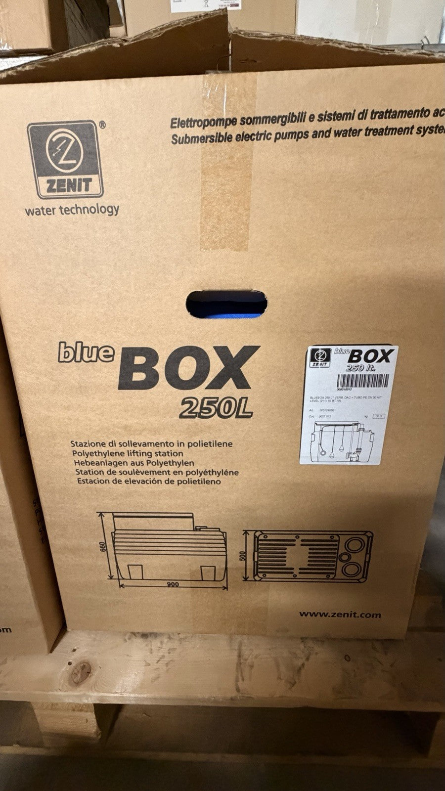 Zenit Bluebox 250 Vasca Stazione di Sollevamento 250 Litri 2"1