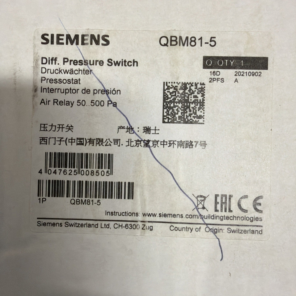 Siemens QBM81-5 Pressostato Differenziale Canali Aria2