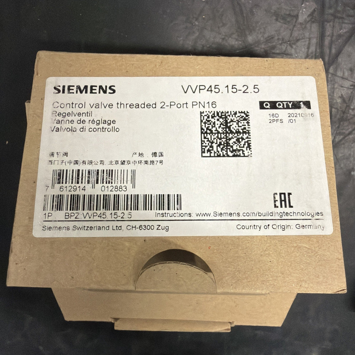 Siemens VVP45.15-2.5 Valvola 2 Vie 3/4" PN16 Nuova1