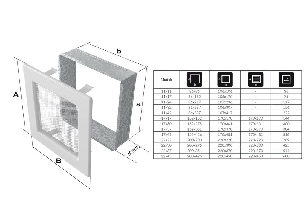 Kratki Griglia di Aerazione 17x49 cm Bianca Persiane Orientabili3