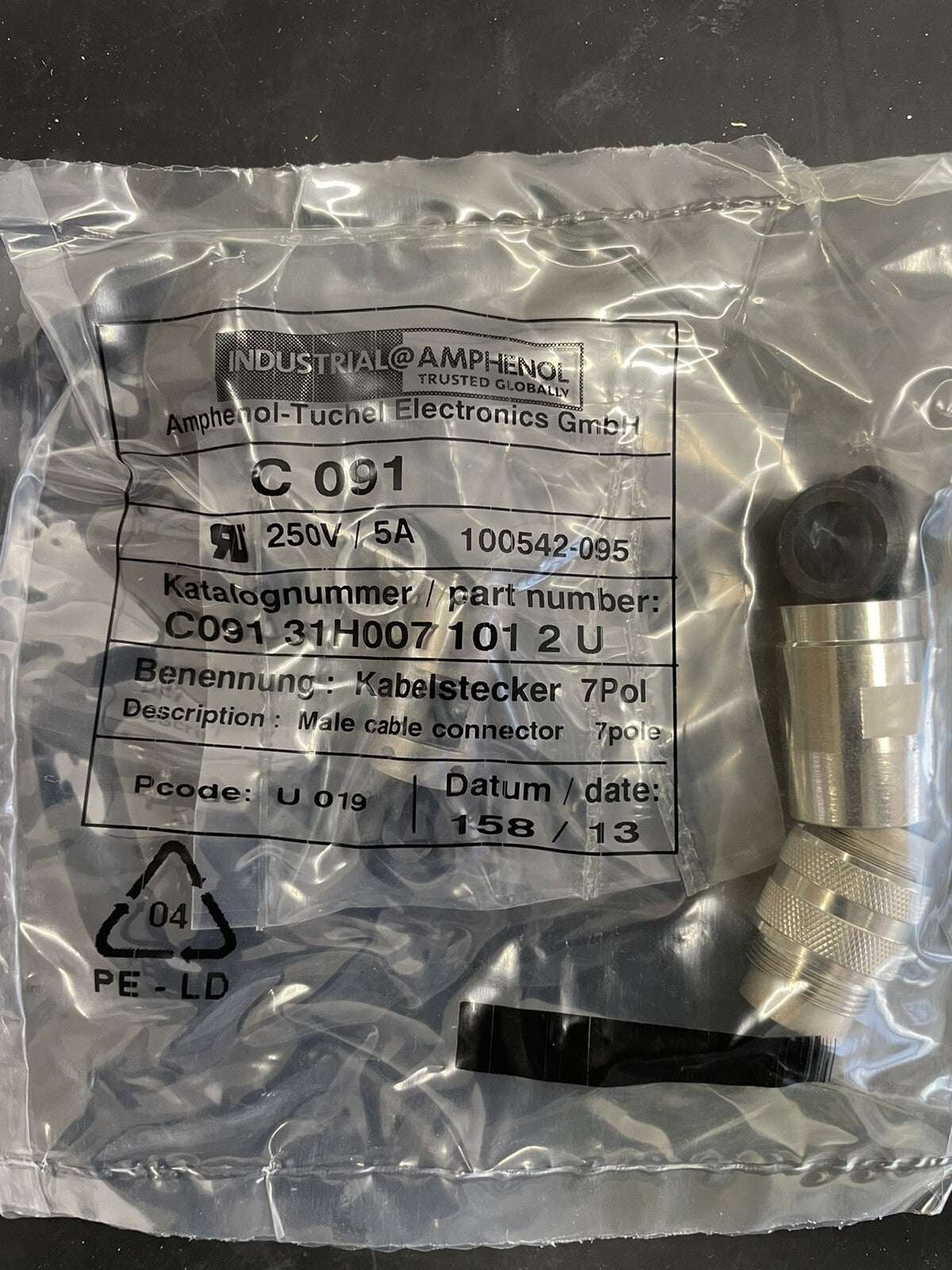 Amphenol Tuchel C091 31H007 101 2 Connettore Maschio 7 Poli 250V 5A0