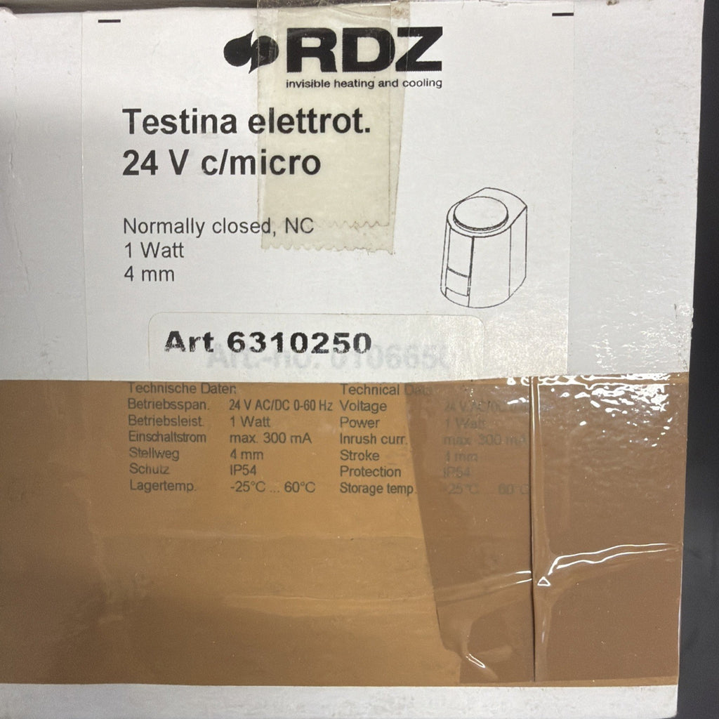 RDZ Attuatore Termico 24V NC per Collettore Ottone1