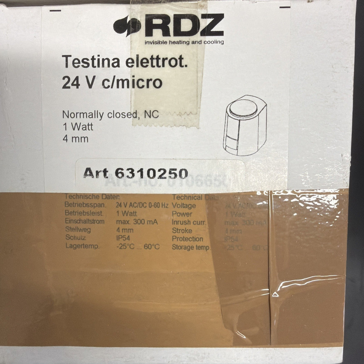 RDZ Attuatore Termico 24V NC per Collettore Ottone1